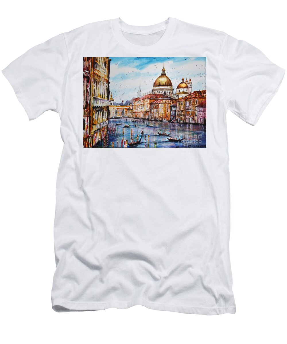 Venetian Paradise T-Shirt featuring the painting Venetian Paradise by Dariusz Orszulik