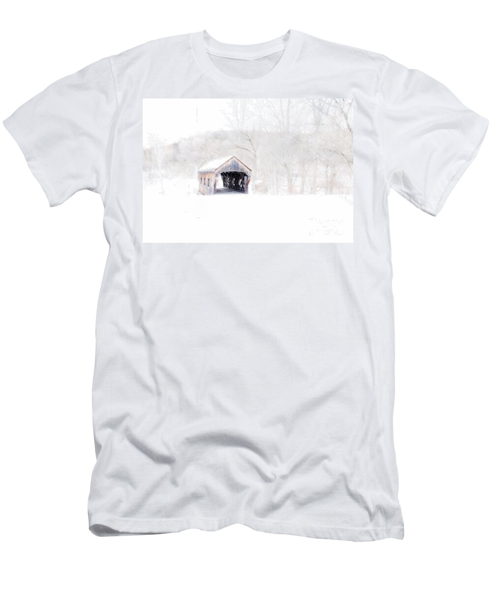 Marcia Lee Jones T-Shirt featuring the photograph Vermont Covered Bridge by Marcia Lee Jones