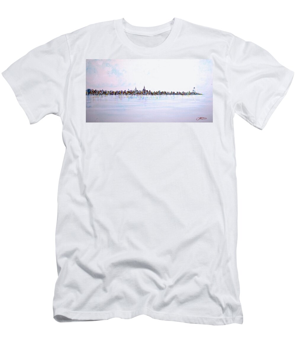 Jack Diamond Art T-Shirt featuring the painting View From The Hudson by Jack Diamond