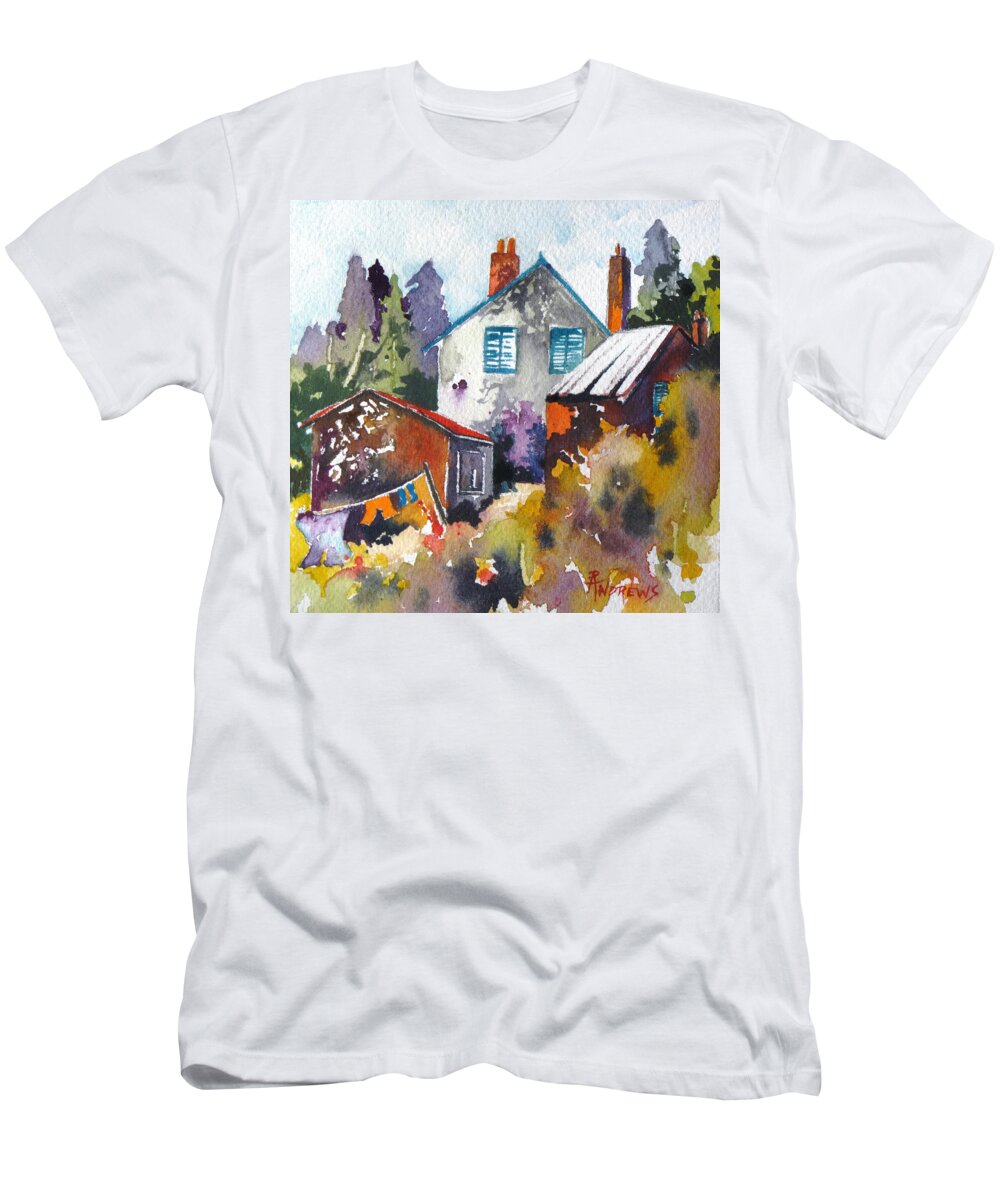 Houses T-Shirt featuring the painting Village Life 1 by Rae Andrews