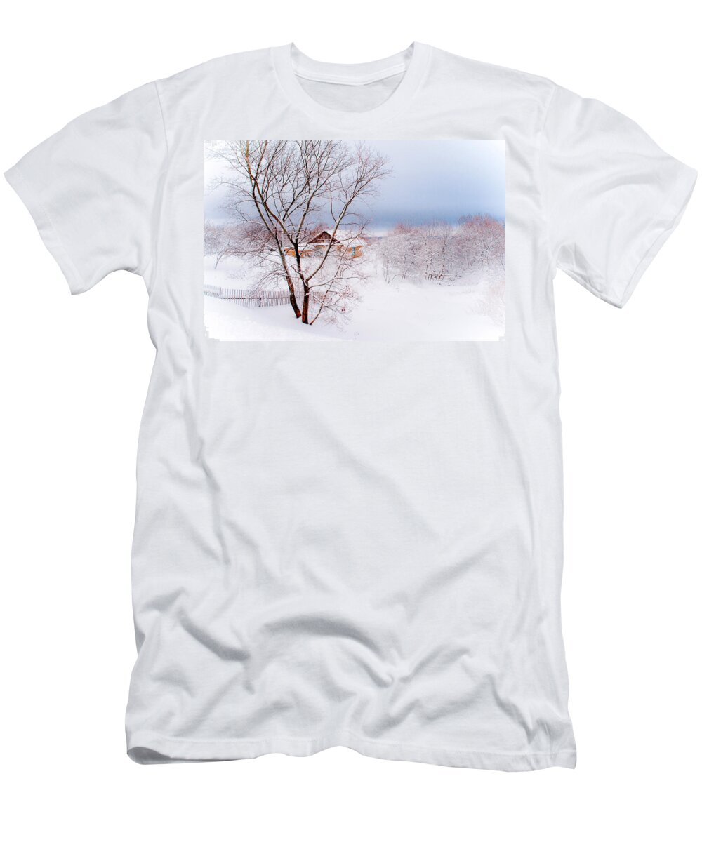 Jenny Rainbow Fine Art Photography T-Shirt featuring the photograph Village under the Snow. Russia by Jenny Rainbow