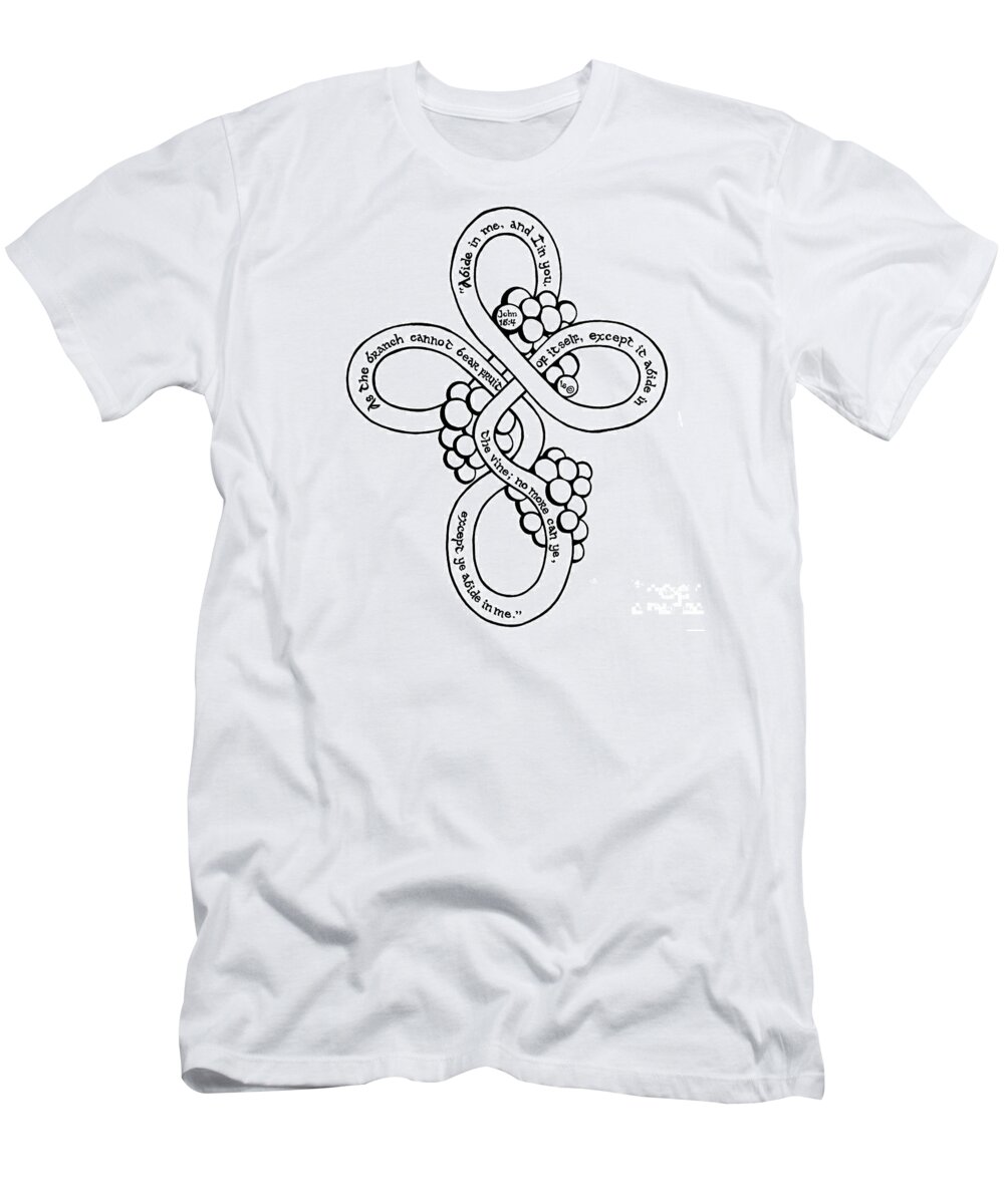 Leigh Eldred T-Shirt featuring the mixed media Vine Cross by Leigh Eldred
