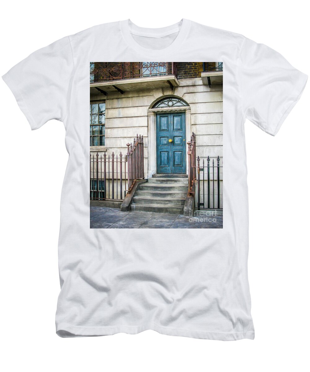 Door T-Shirt featuring the photograph Vintage Brownstone Door by Perry Webster