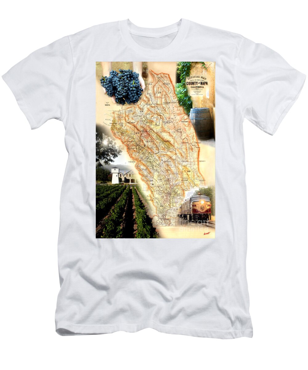  Map T-Shirt featuring the photograph Vintage Napa Valley Map by Jon Neidert