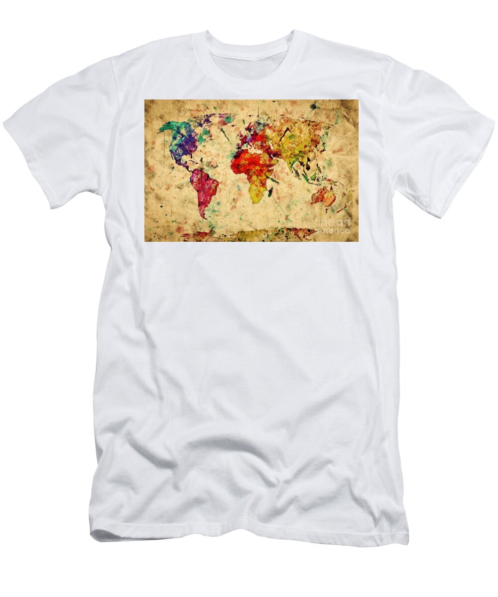 Map T-Shirt featuring the photograph Vintage world map by Michal Bednarek