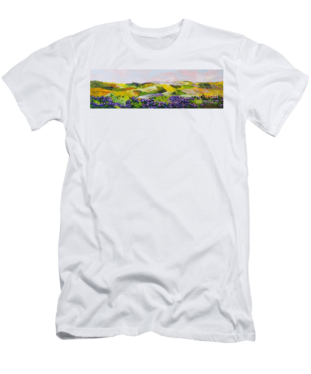 Landscape T-Shirt featuring the painting Violet Sunrise by Allan P Friedlander