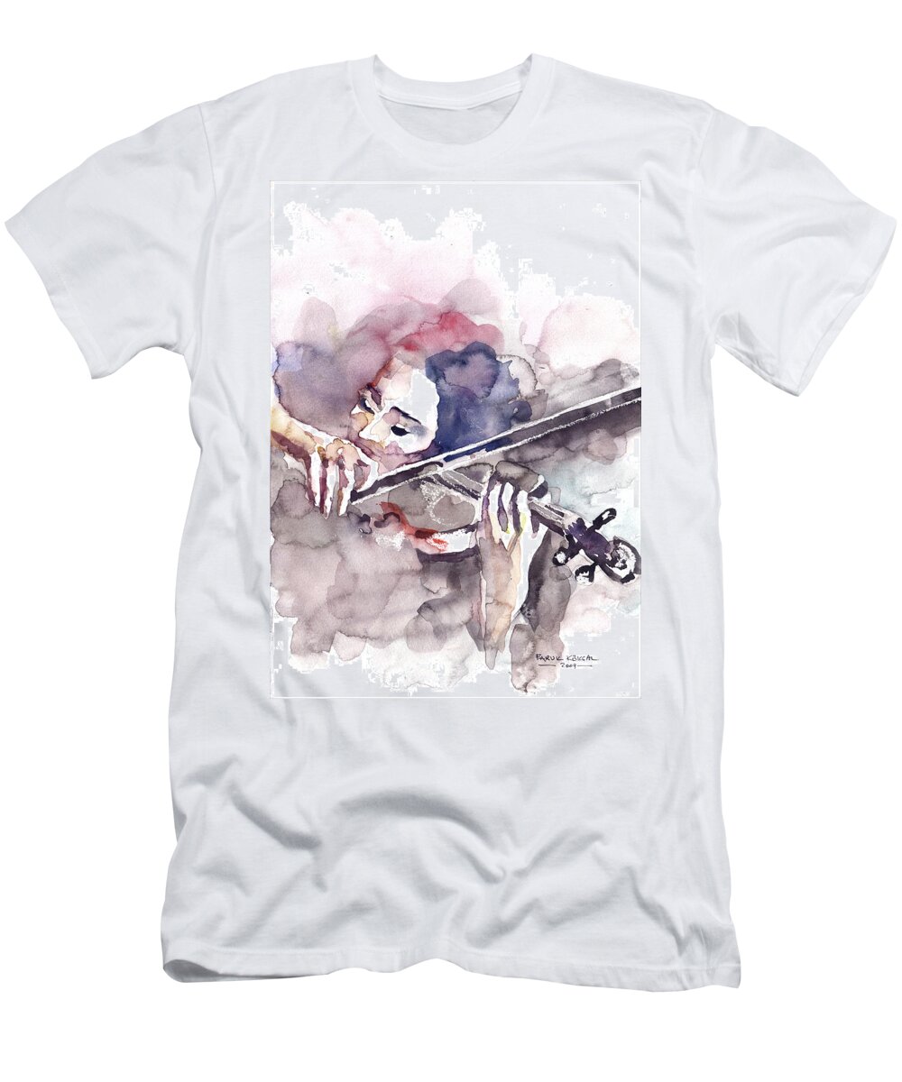 Prelude T-Shirt featuring the painting Violin Prelude by Faruk Koksal