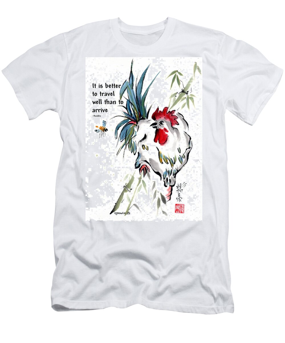 Art With Quotes T-Shirt featuring the painting Walkabout with Buddha quote I by Bill Searle