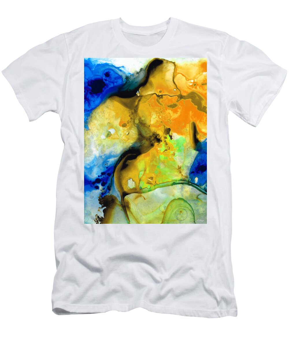 Abstract T-Shirt featuring the painting Walking On Sunshine - Abstract Painting By Sharon Cummings by Sharon Cummings
