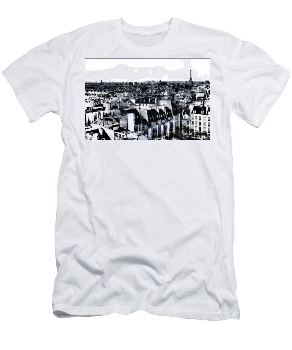 Evie T-Shirt featuring the photograph Watercolor Paris with Eiffel by Evie Carrier