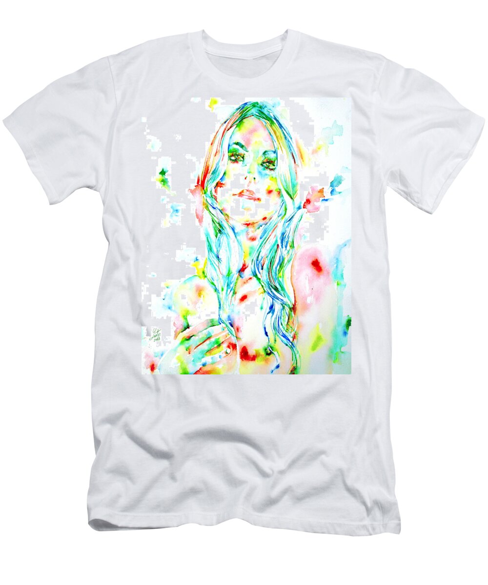 Woman T-Shirt featuring the painting Watercolor Woman.1 by Fabrizio Cassetta