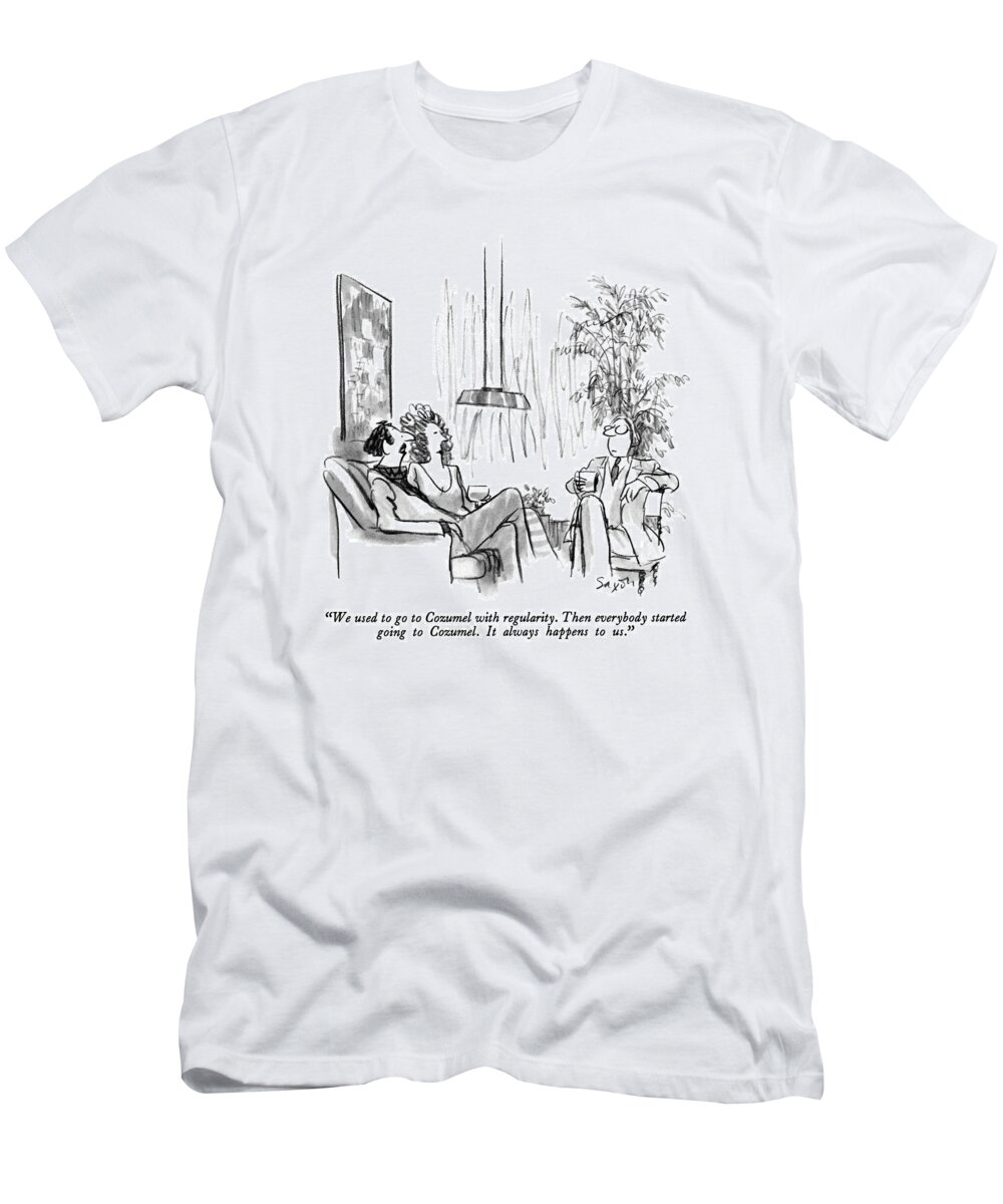 Travel T-Shirt featuring the drawing We Used To Go To Cozumel With Regularity by Charles Saxon