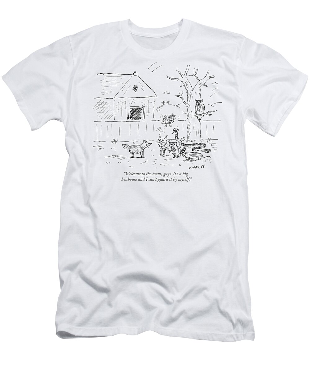 Welcome To The Team T-Shirt featuring the drawing Welcome To The Team Guys by David Sipress