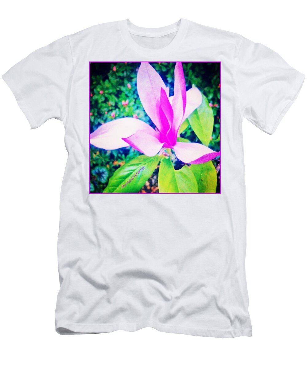 Floralstyles_gf T-Shirt featuring the photograph Welcoming - Magnolia From My Garden by Anna Porter