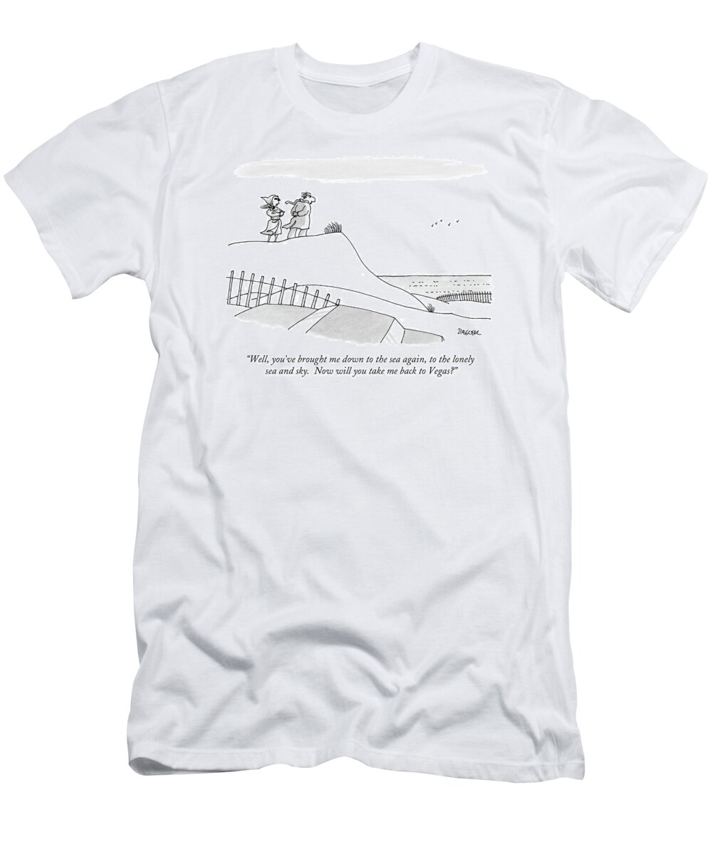 Swimming T-Shirt featuring the drawing Well, You've Brought Me Down To The Sea by Jack Ziegler