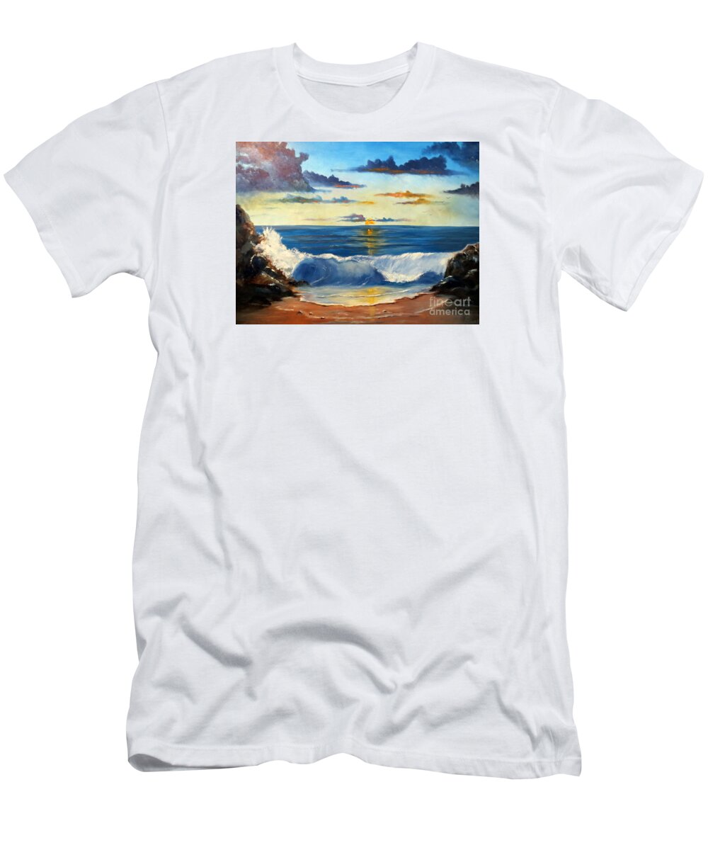 Seascape T-Shirt featuring the painting West Coast Sunset by Lee Piper