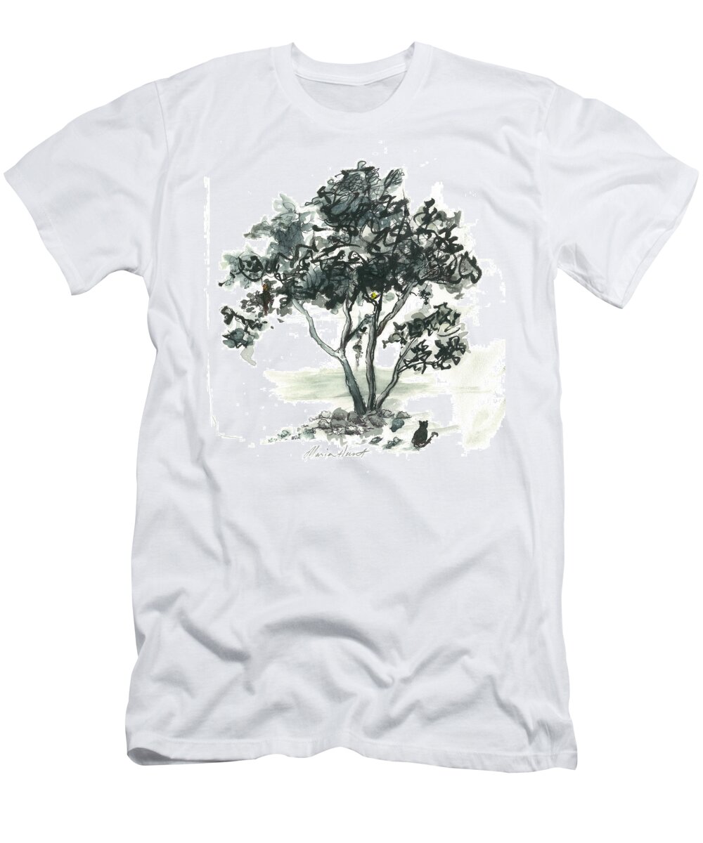 Tree T-Shirt featuring the painting Studying the Menu by Maria Hunt