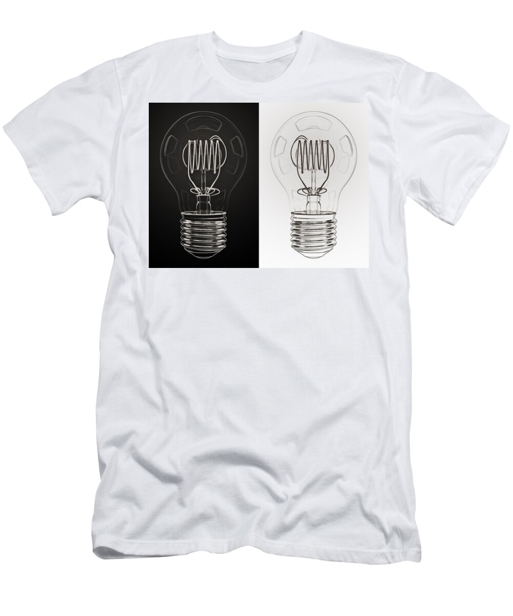 Bulb T-Shirt featuring the digital art White Bulb Black Bulb by Scott Norris