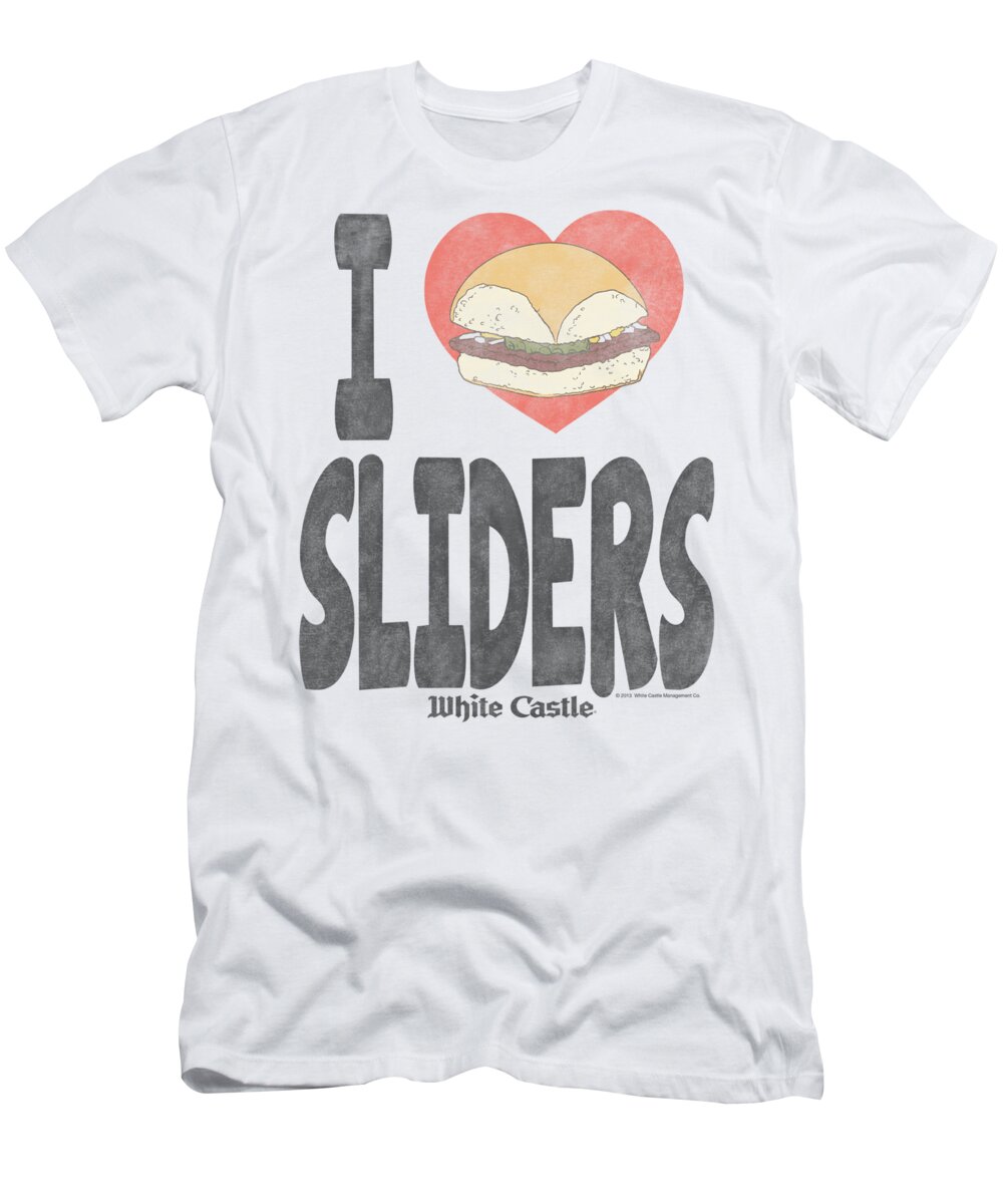 White Castle T-Shirt featuring the digital art White Castle - I Heart Sliders by Brand A