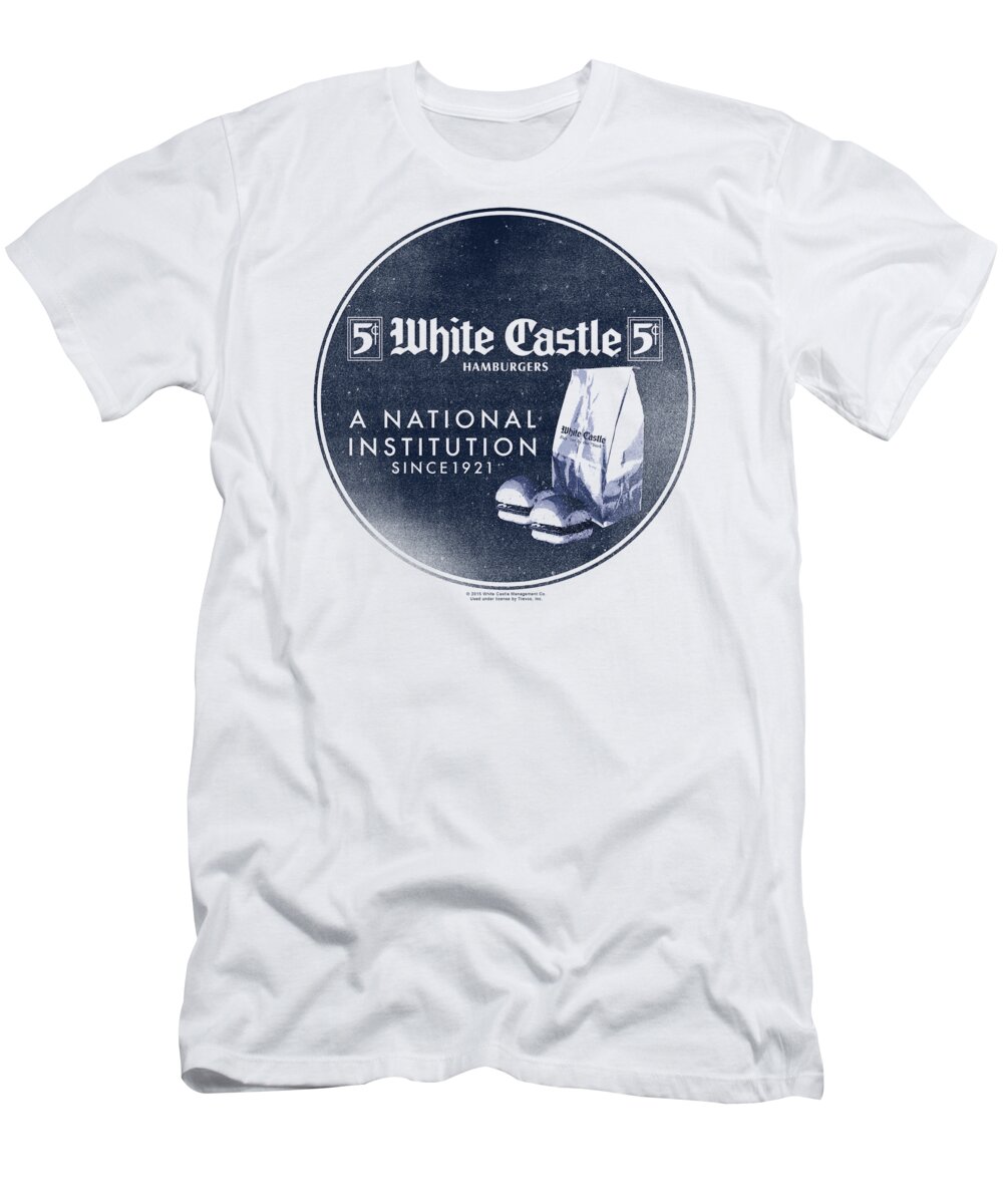  T-Shirt featuring the digital art White Castle - National Institution by Brand A