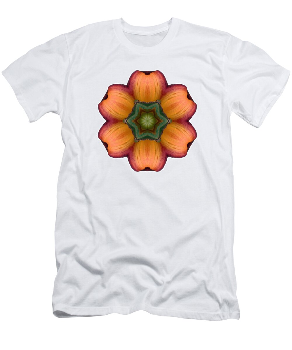 Flower T-Shirt featuring the photograph Daylily I Flower Mandala White by David J Bookbinder
