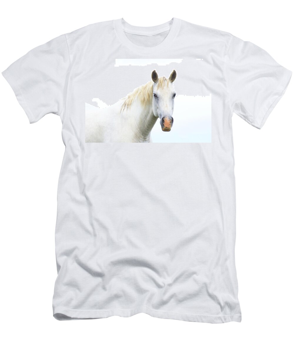 Horse T-Shirt featuring the photograph White Horse by Karen McKenzie McAdoo