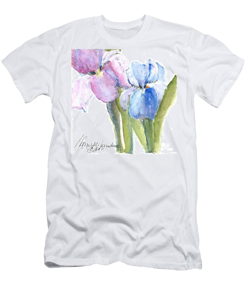 Iris T-Shirt featuring the painting Who Me by Sherry Harradence