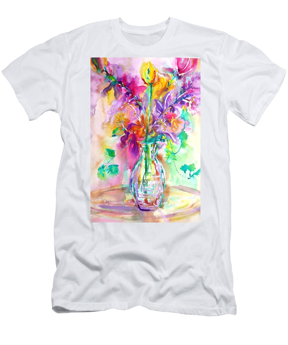 Wild Colors T-Shirt featuring the painting Wild Flowers by Anna Ruzsan