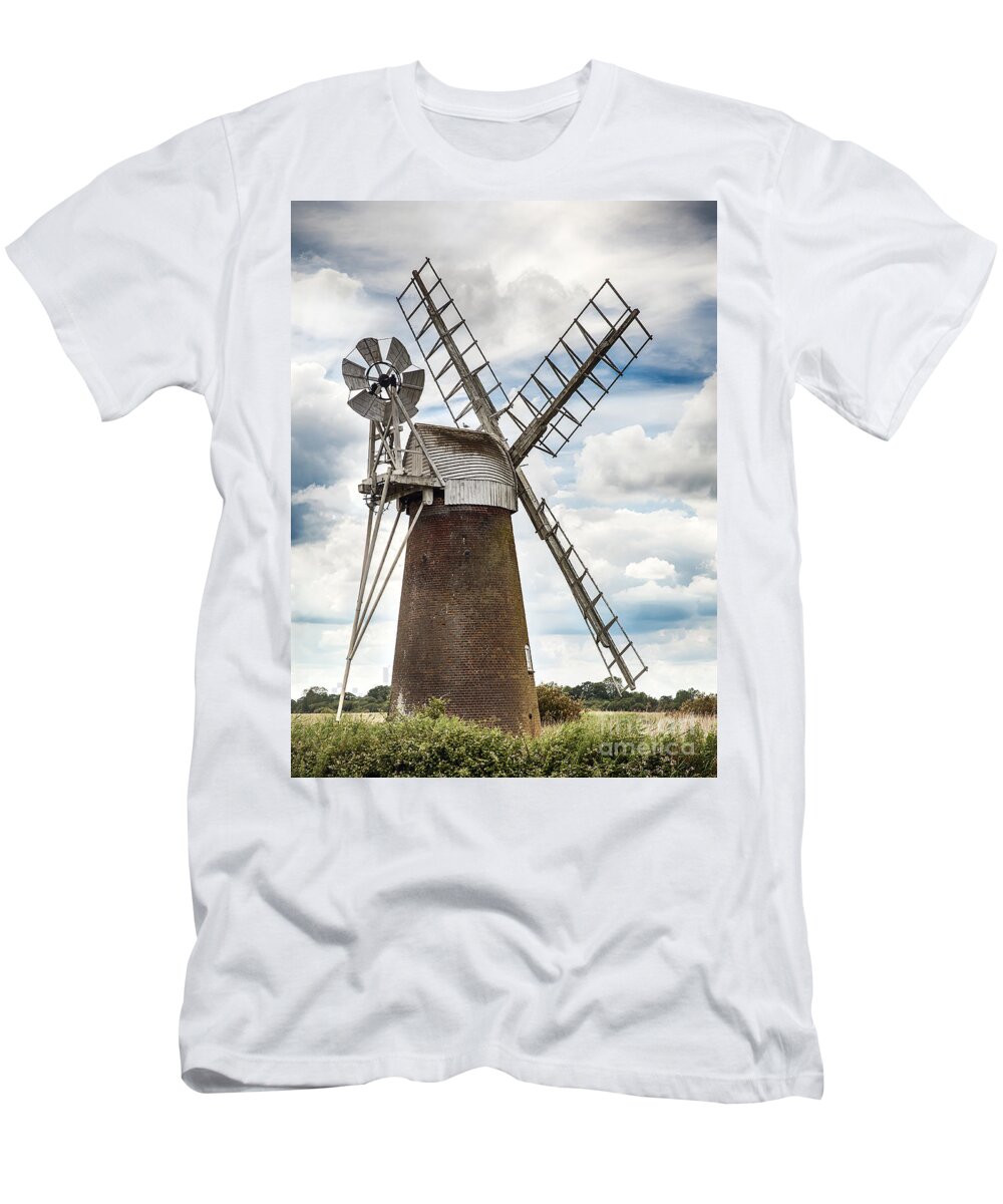 Windmill T-Shirt featuring the photograph Windmill in Norfolk UK by Simon Bratt