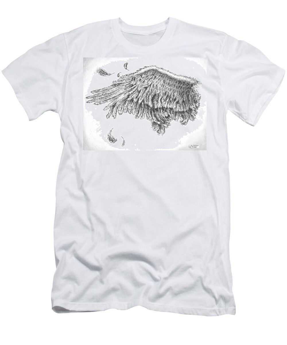 Pen And Ink T-Shirt featuring the drawing Wing by Adam Zebediah Joseph