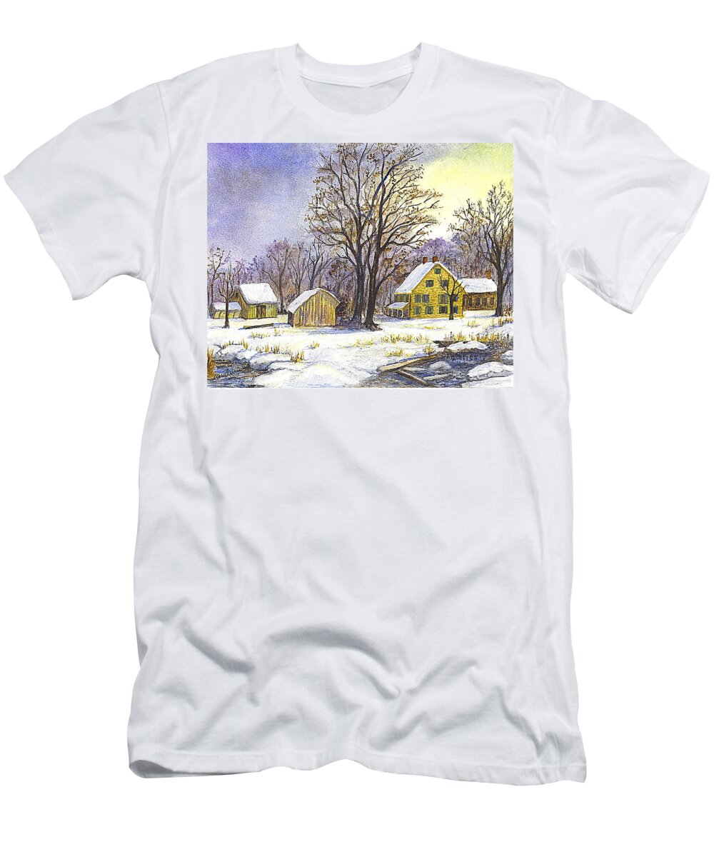 Christmas Cards T-Shirt featuring the painting Wintertime in The Country by Carol Wisniewski