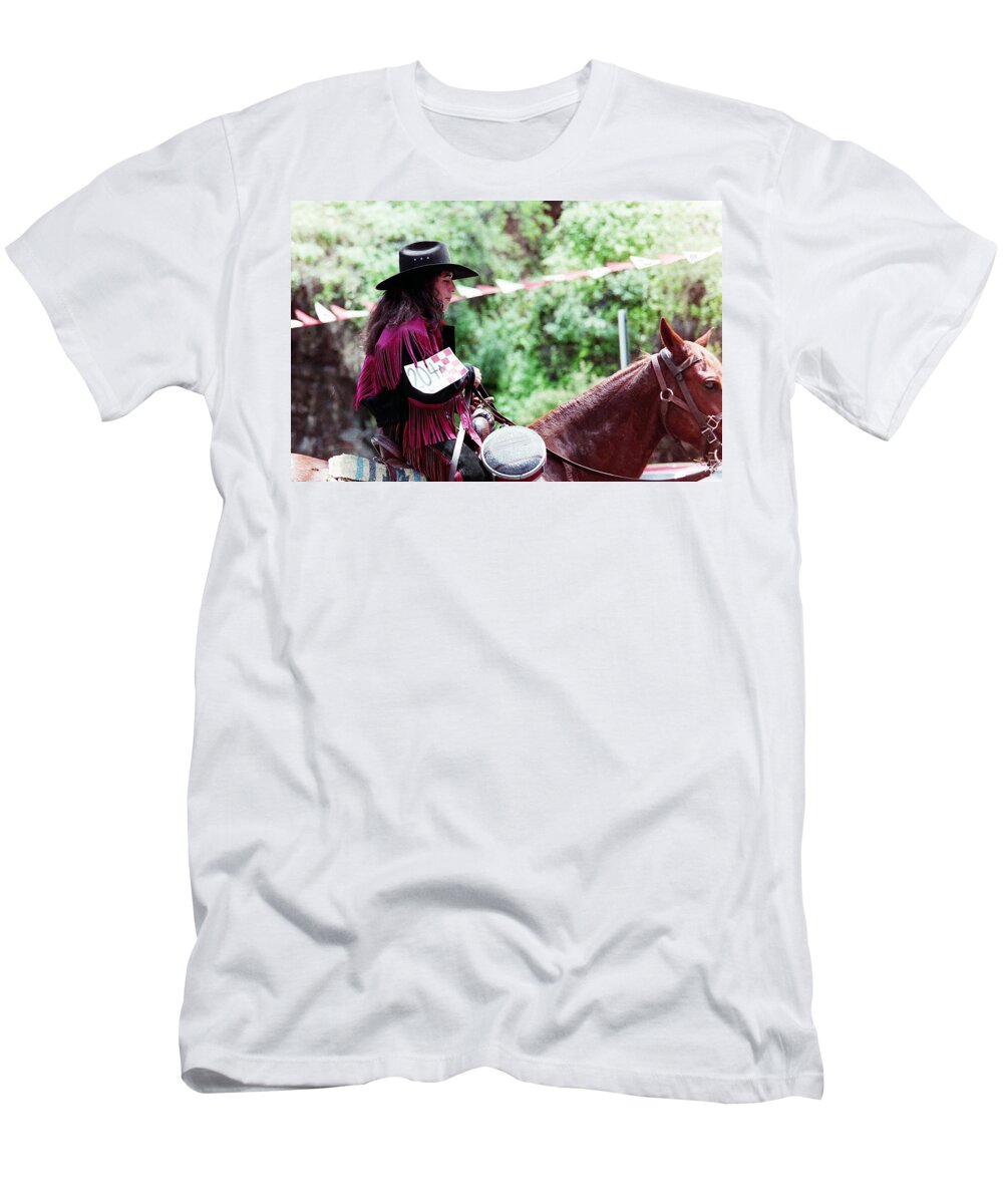 Parades T-Shirt featuring the photograph Woman on horse by Karl Rose