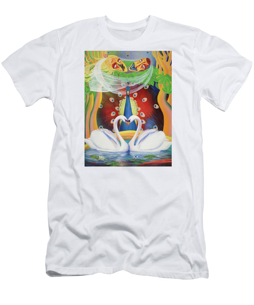 Wrapped In Love T-Shirt featuring the painting Wrapped in Love by Israel Tsvaygenbaum