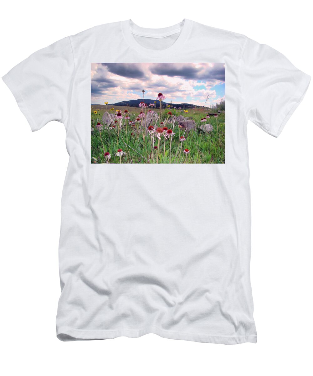 Wyoming T-Shirt featuring the photograph Wyoming Coneflowers by Cathy Anderson