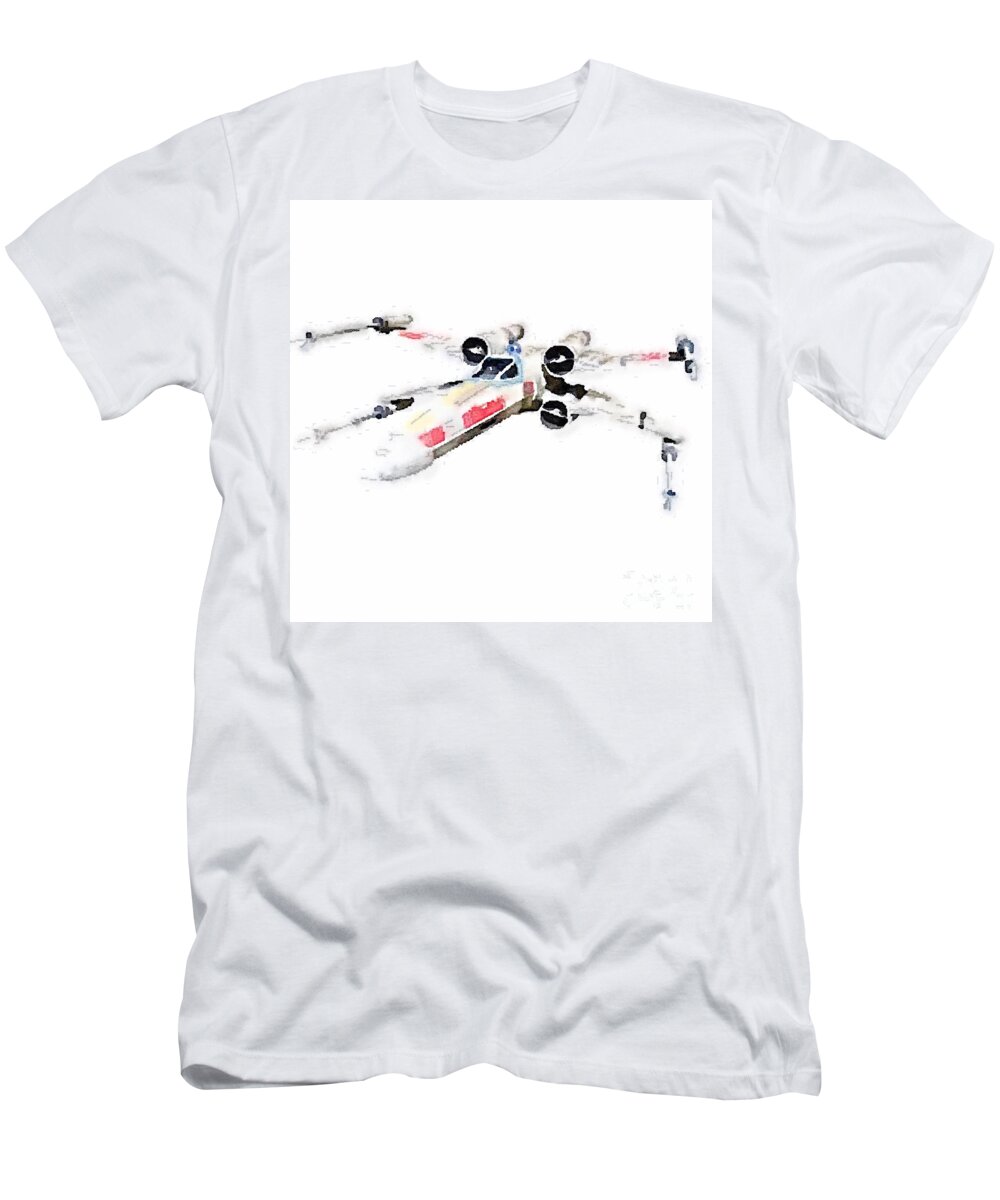 Aquarelle T-Shirt featuring the painting X-wing by HELGE Art Gallery