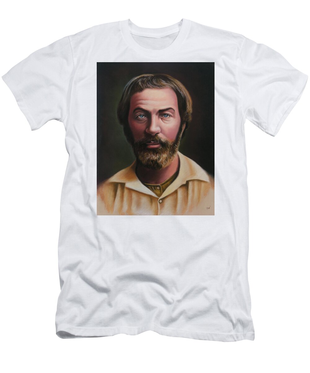 Walt Whitman T-Shirt featuring the pastel Young Walt Whitman by Miguel Tio