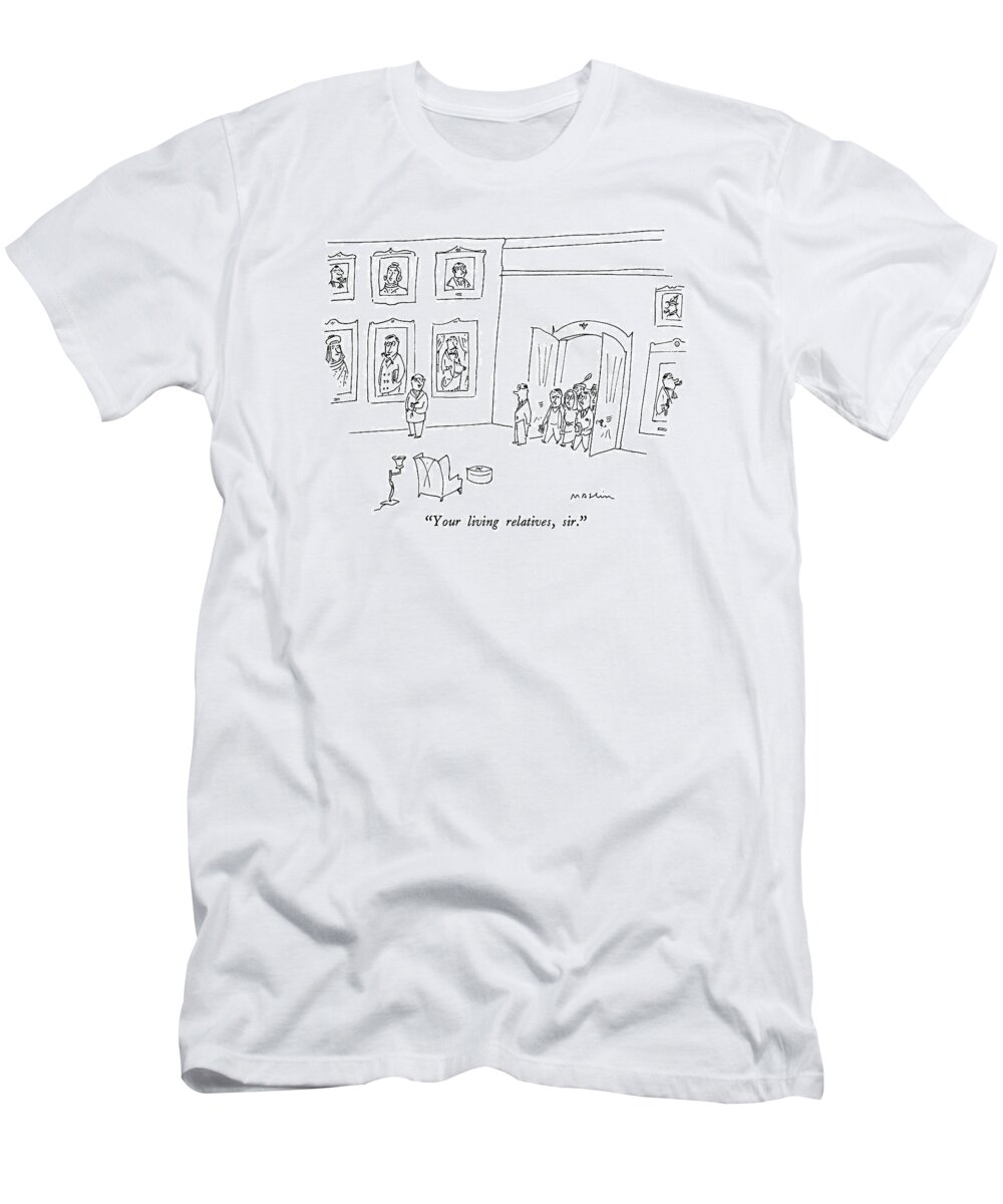 Family T-Shirt featuring the drawing Your Living Relatives by Michael Maslin