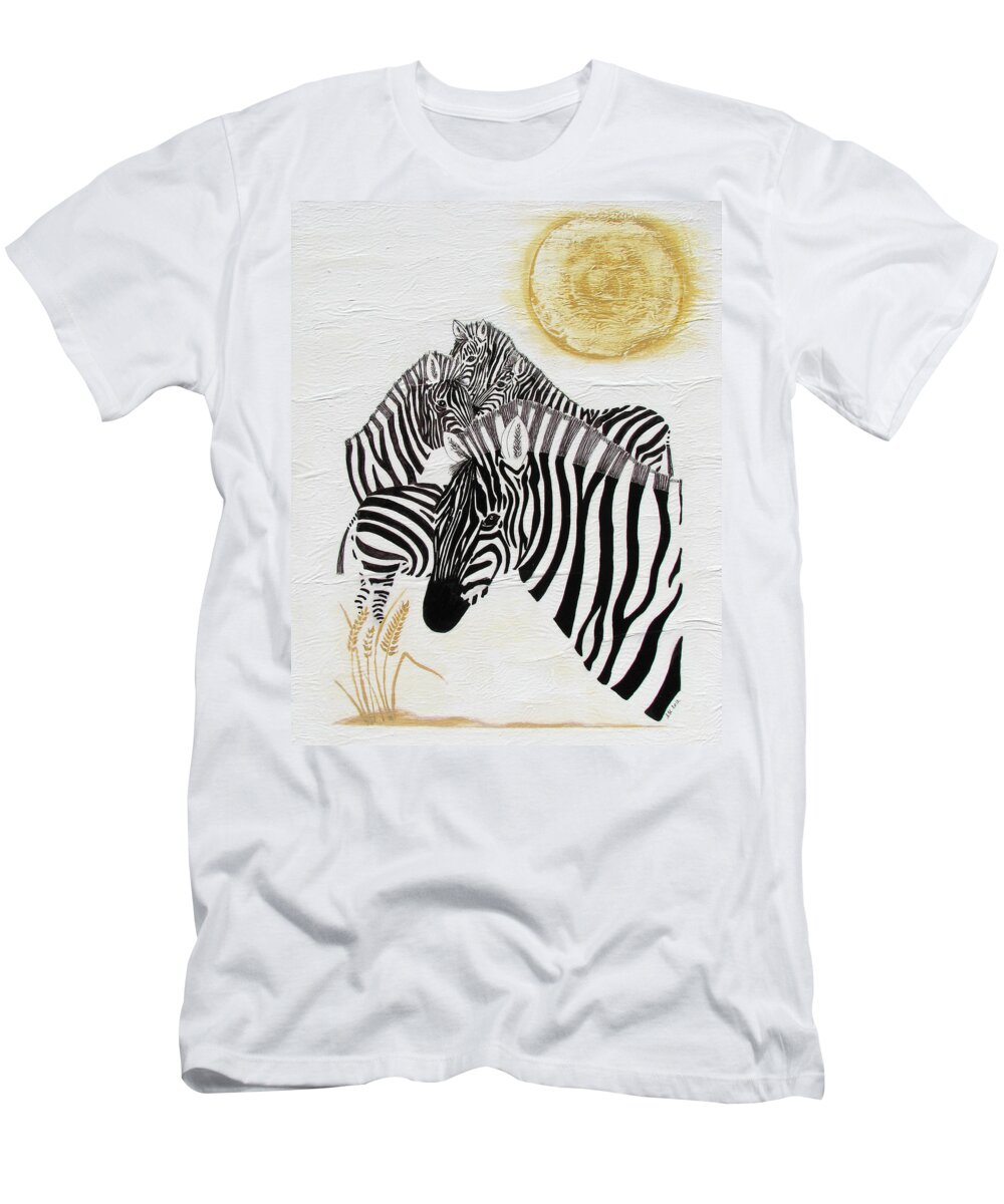 Zebra T-Shirt featuring the painting Zebra Quintet by Stephanie Grant