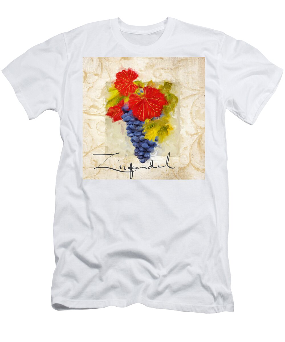 Wine T-Shirt featuring the painting Zinfandel by Lourry Legarde