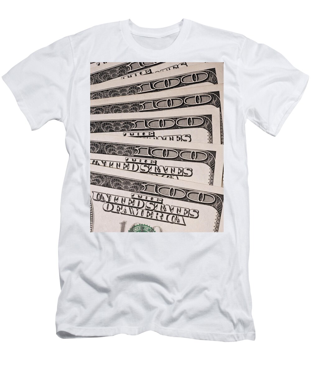 Accountant T-Shirt featuring the photograph Hundred Dollar Bills #1 by Joe Carini - Printscapes