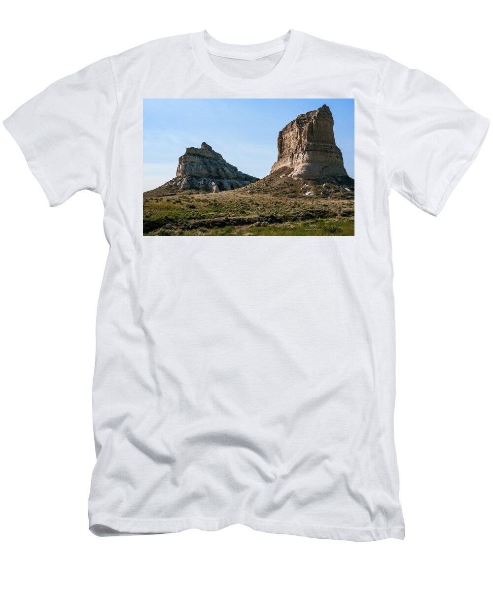 Western Nebraska T-Shirt featuring the photograph Jailhouse Rock And Courthouse Rock #1 by Ed Peterson