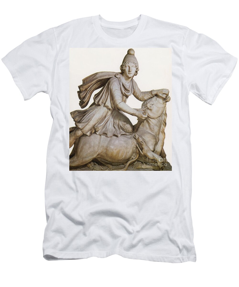Mithras T-Shirt featuring the photograph Mithras Slaying The Great Bull by Photo Researchers
