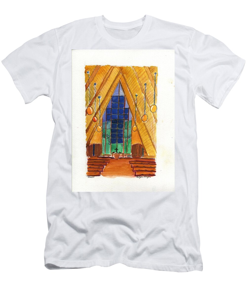 Chapel T-Shirt featuring the painting Placerville Chapel #1 by Rodger Ellingson
