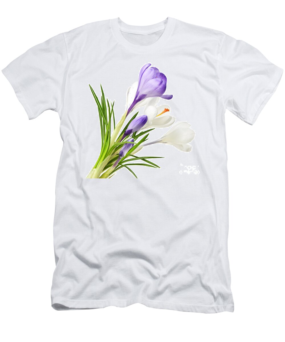 Flowers T-Shirt featuring the photograph Spring crocus flowers by Elena Elisseeva