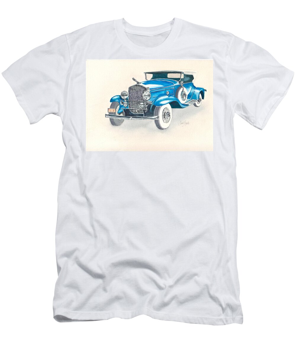 Vintage T-Shirt featuring the painting 1930 Cadillac by Frank SantAgata