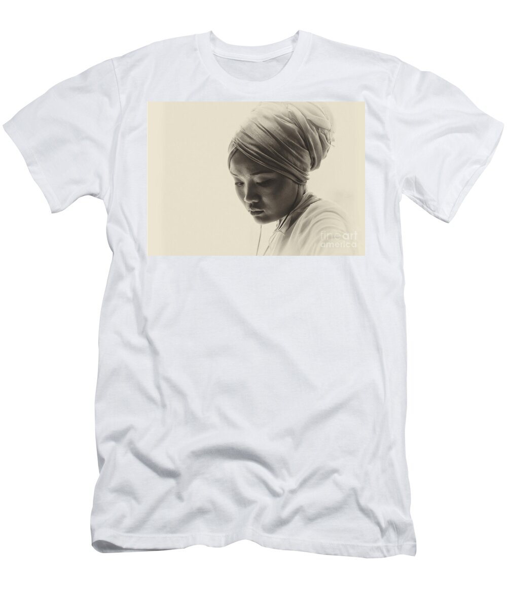 Pensive Young Woman T-Shirt featuring the photograph Deep in thought by Sheila Smart Fine Art Photography