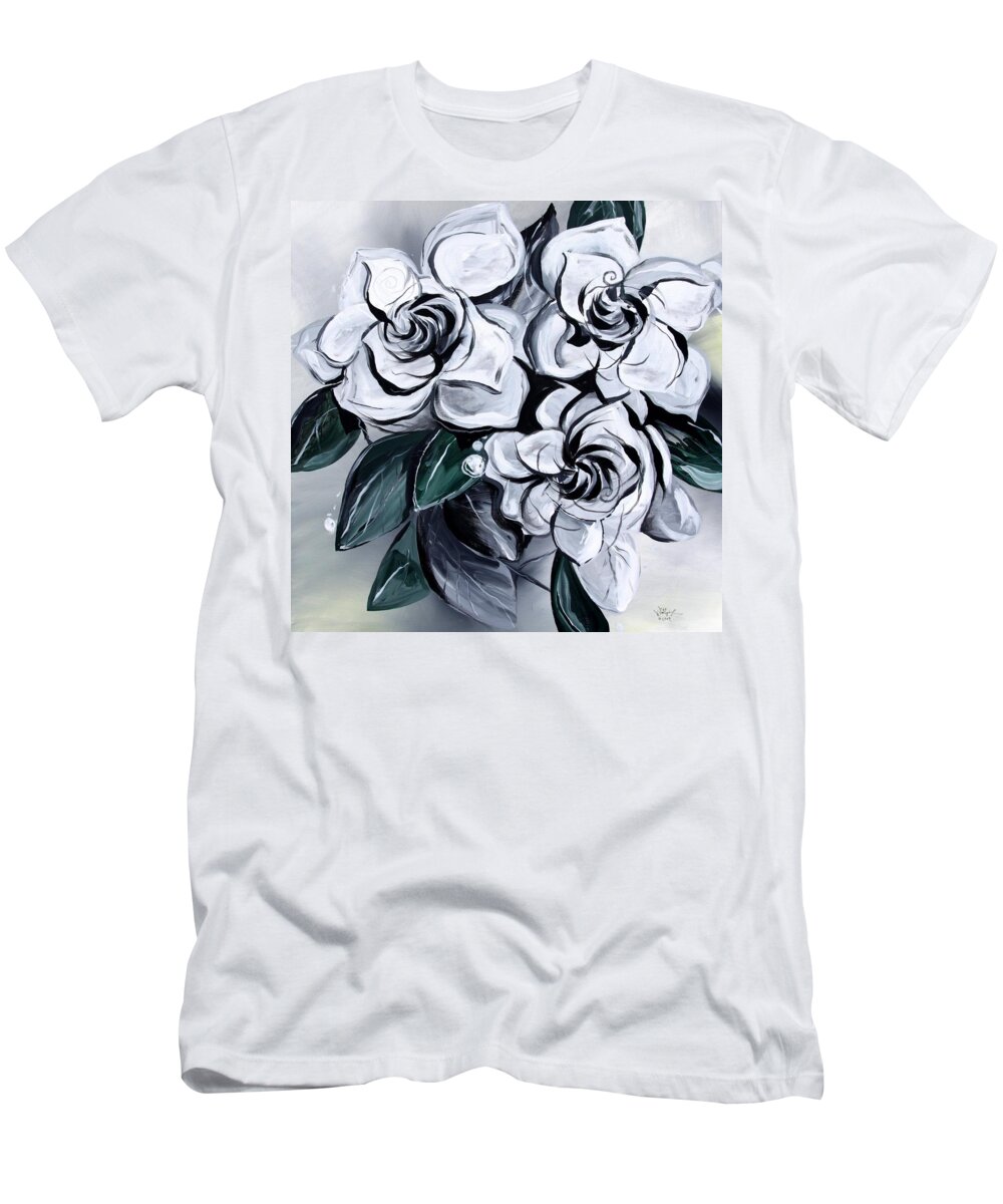 Gardenias T-Shirt featuring the painting Abstract Gardenias by J Vincent Scarpace