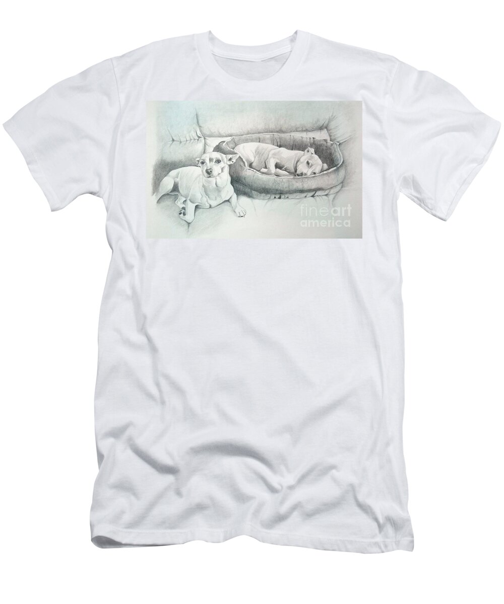 Chihuahua Dogs T-Shirt featuring the drawing Adrian's Kids by Joette Snyder