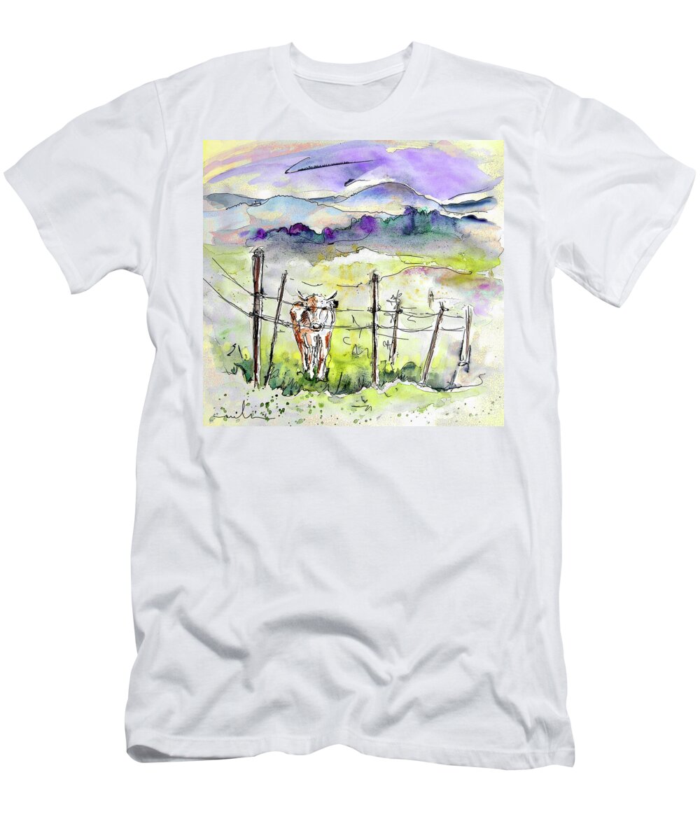 Landscapes T-Shirt featuring the painting Auvergne 01 in France by Miki De Goodaboom