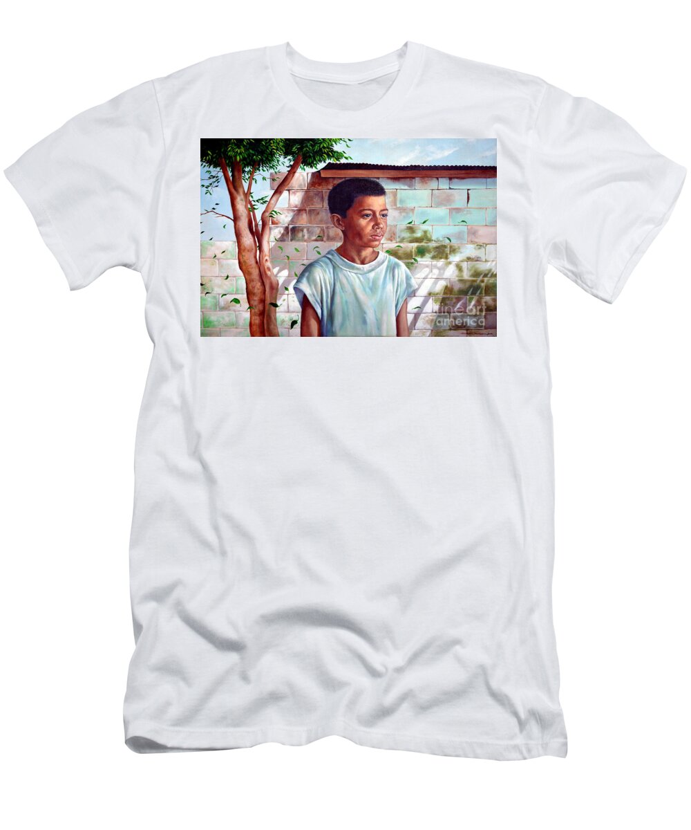 Bata T-Shirt featuring the painting Bata the Filipino Child by Christopher Shellhammer